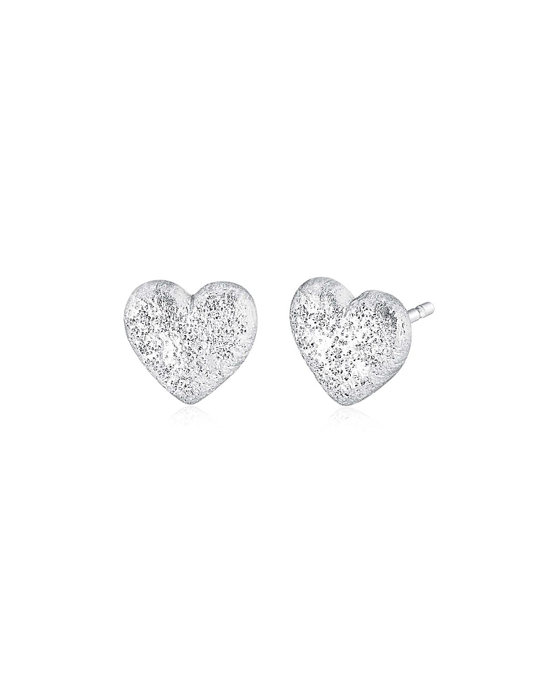 Oradina Sterling Silver Shimmering Heart Studs