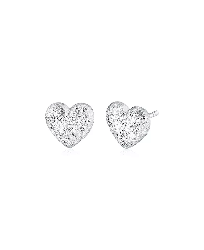 Oradina Sterling Silver Shimmering Heart Studs
