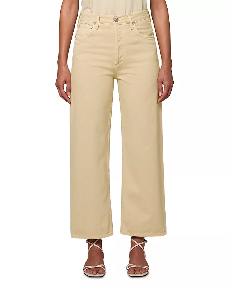 Agolde Ren High Rise Wide Leg Jeans in Lemon Zest