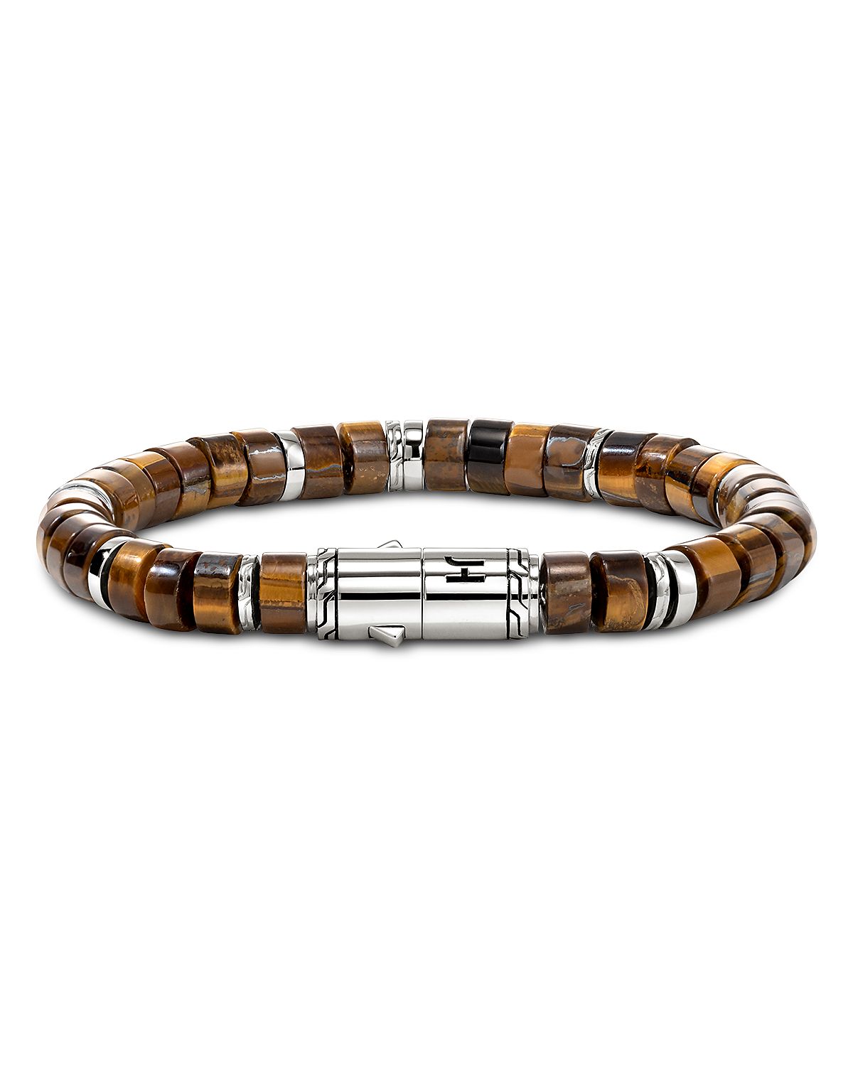 John Hardy Sterling Silver Heishi Tiger Eye Bead Bracelet
