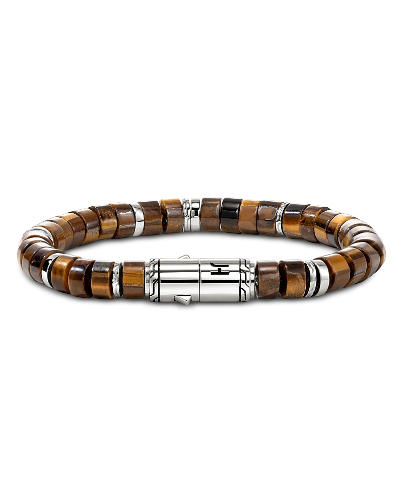 John Hardy Sterling Silver Heishi Tiger Eye Bead Bracelet