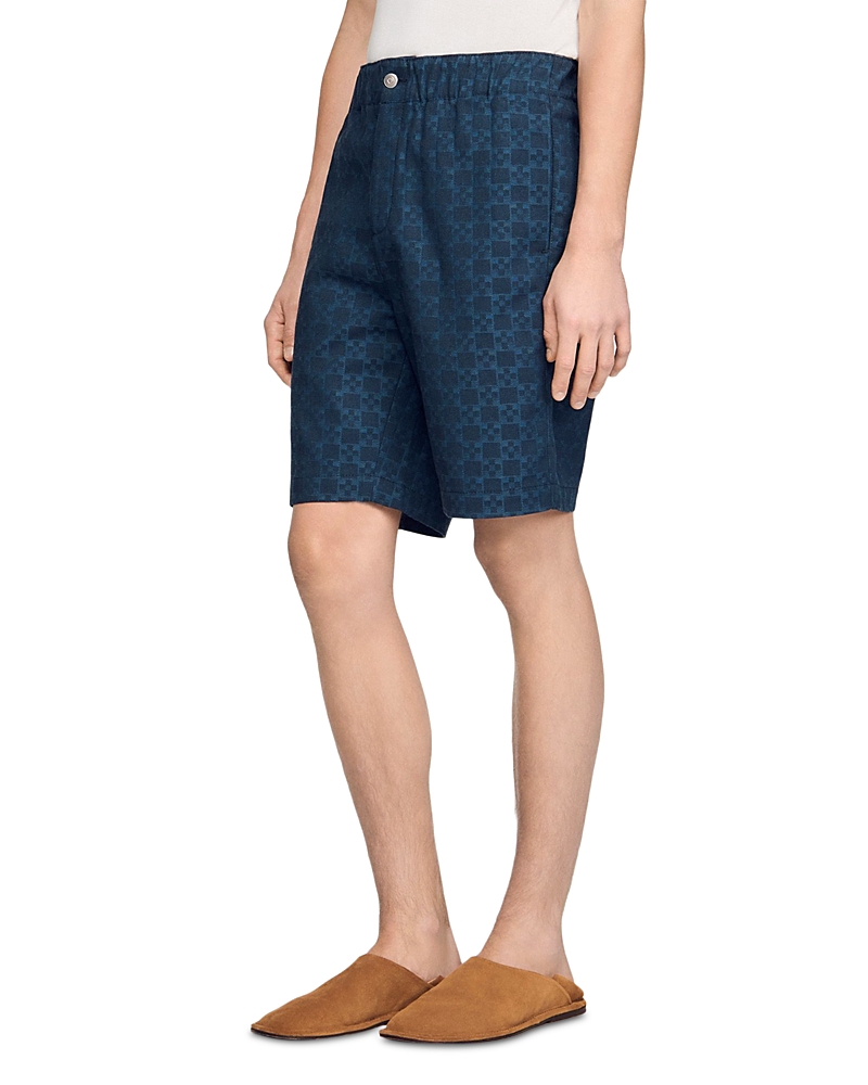 Sandro Square Cross 9 Denim Shorts