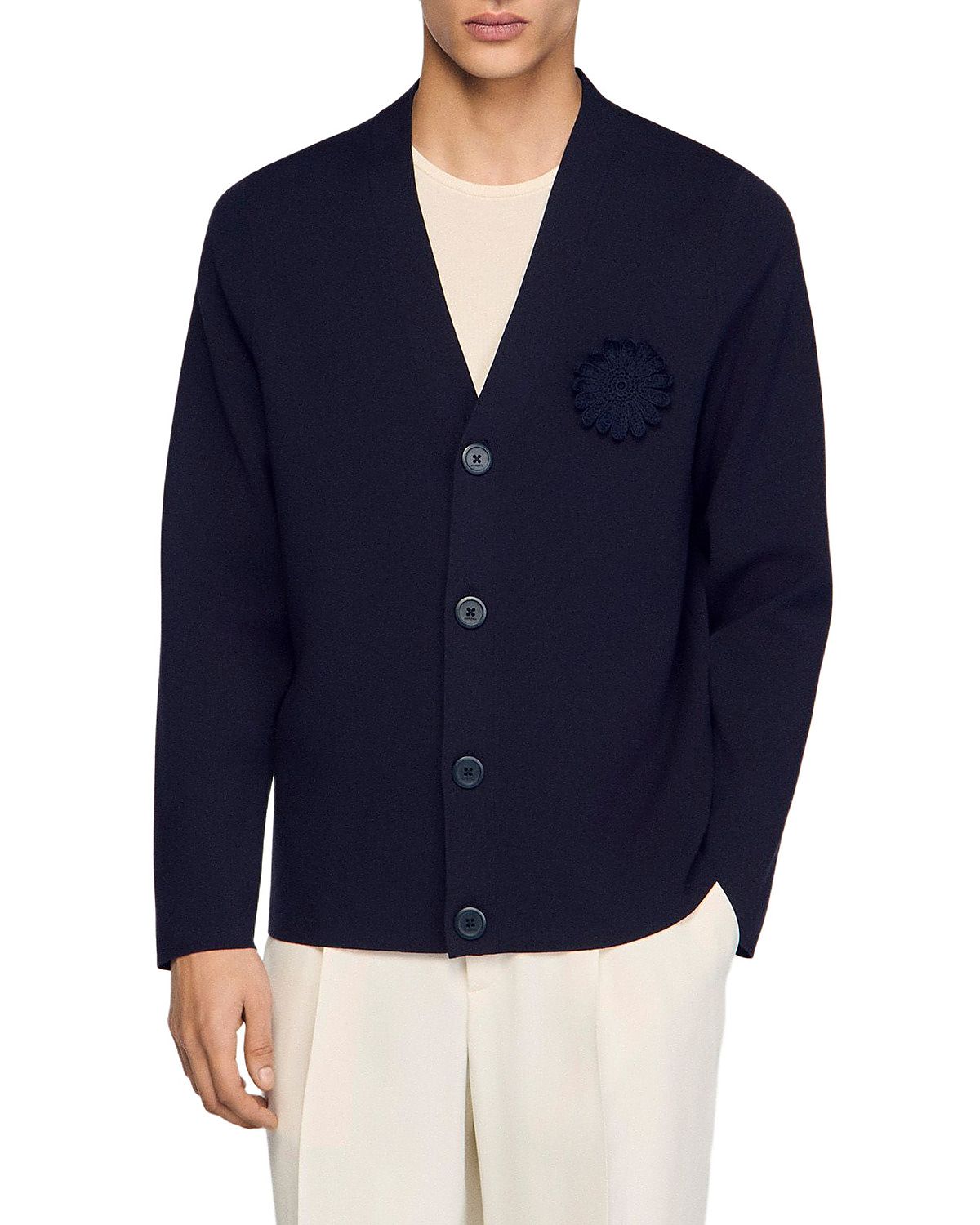 Sandro Crochet Flower Cardigan Sweater