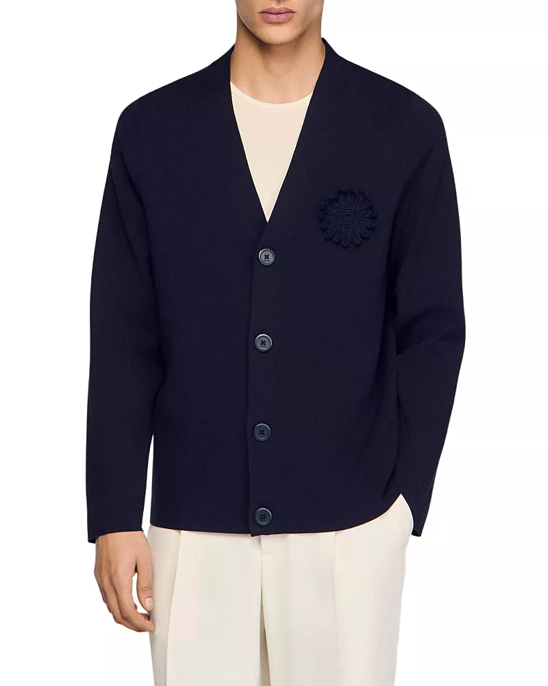 Sandro Crochet Flower Cardigan Sweater