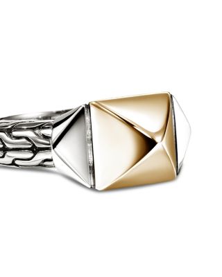 Sterling Silver & 14K Yellow Gold Icon Stud Ring