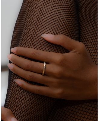 Certified Lab Grown Diamond Baguette Le Corbusier Puff Set Band in 14K Yellow Gold, 0.67 tcw