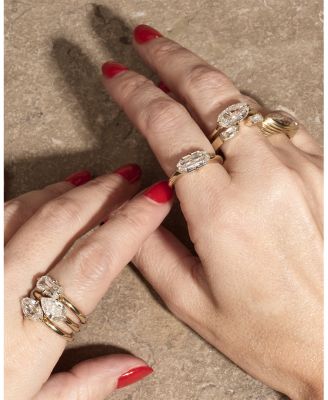 Certified Lab Grown Diamond East West Step Cut Octagon Ring in 14K Yellow Gold, 2.09 tcw