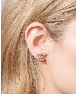 Certified Lab Grown Diamond Mid Century Fallingwater Large Baguette Studs in 14K Yellow Gold, 1.1 tcw