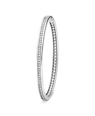 Sterling Silver Caviar Spark Diamond Bangle Bracelet
