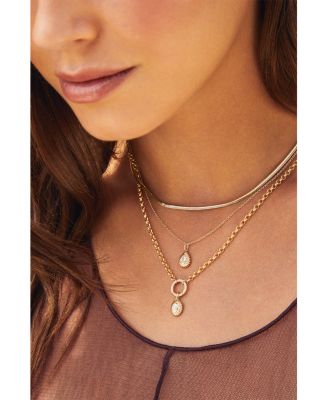 14K Yellow Gold EF Collection Diamond Oval Fluted Frame Pendant