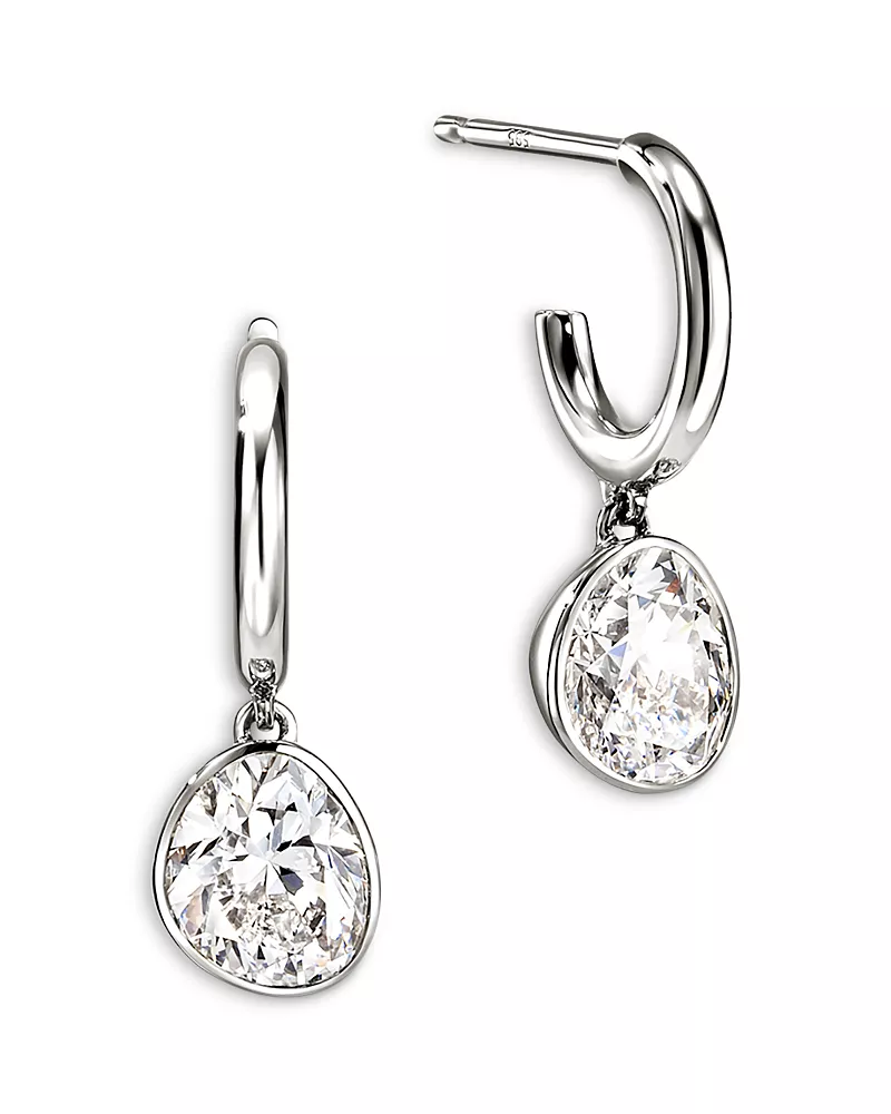 John Hardy Sterling Silver Jh Lovestruck Lab Grown Diamond Solitaire Dangle Hoop Earrings