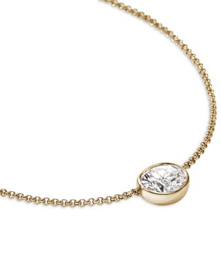 14K Yellow Gold JH Lovestruck™ Lab Grown Diamond Solitaire Bezel Pendant Necklace, 16-18"