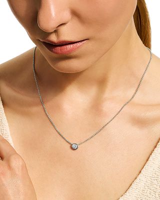  Sterling Silver JH Lovestruck™ Lab Grown Diamond Solitaire Bezel Pendant Necklace, 16-18"
