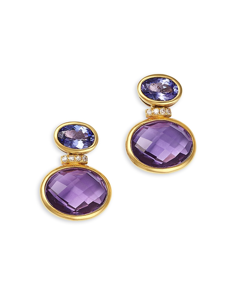 Bloomingdale's Fine Collection Amethyst, Tanzanite & Diamond Drop Earrings in 14K Yellow Gold
