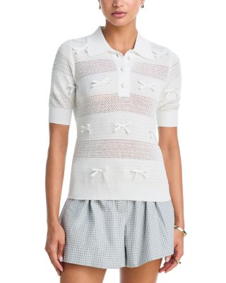 Bow Trim Polo Sweater