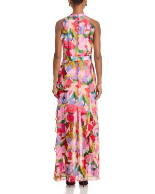 Printed Ruffle Placket Maxi Dress - Exclusive