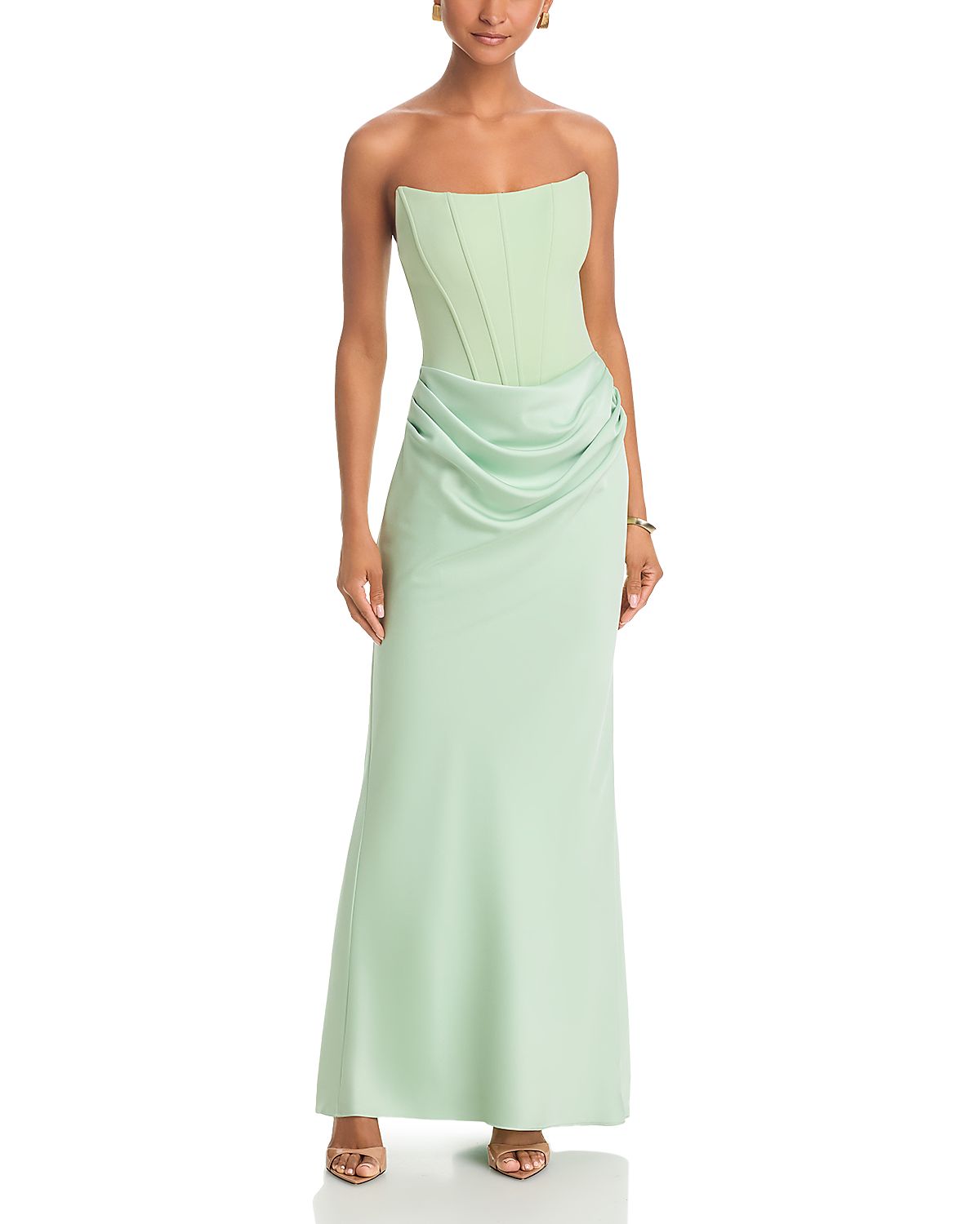 Aqua Long Scuba Strapless Gown - Exclusive