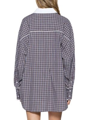 Astra Long Sleeve Plaid Shirt & Boxer Mini Skirt