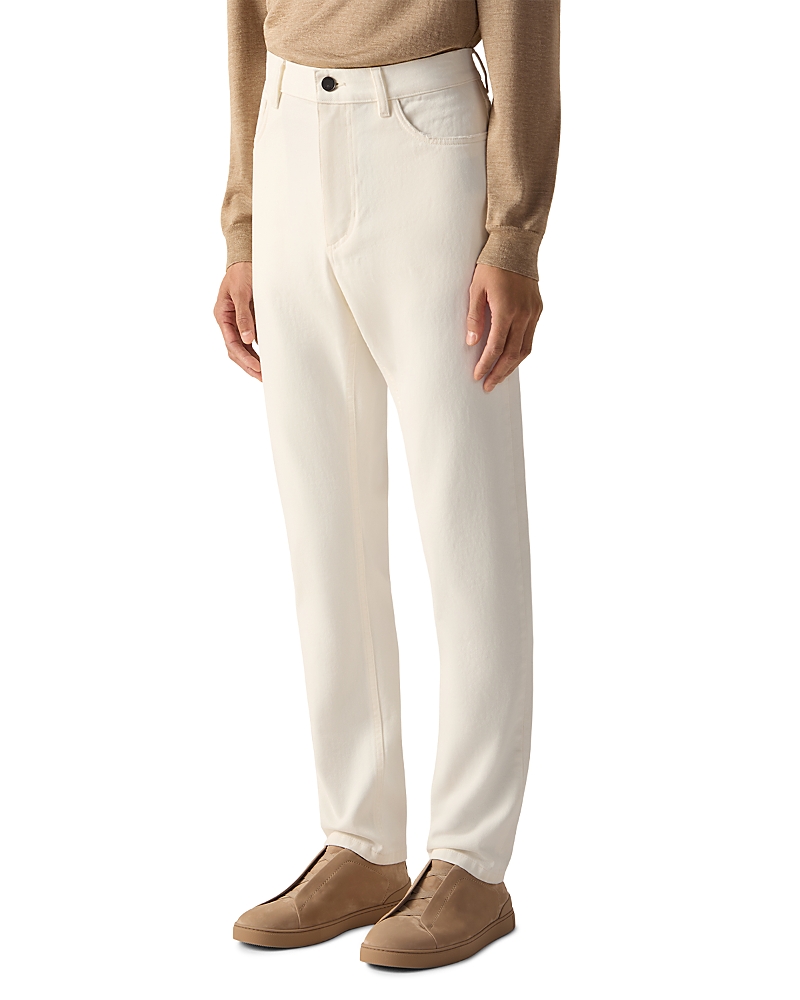 Zegna Slim Fit Stone Washed Cotton Roccia Jeans in White