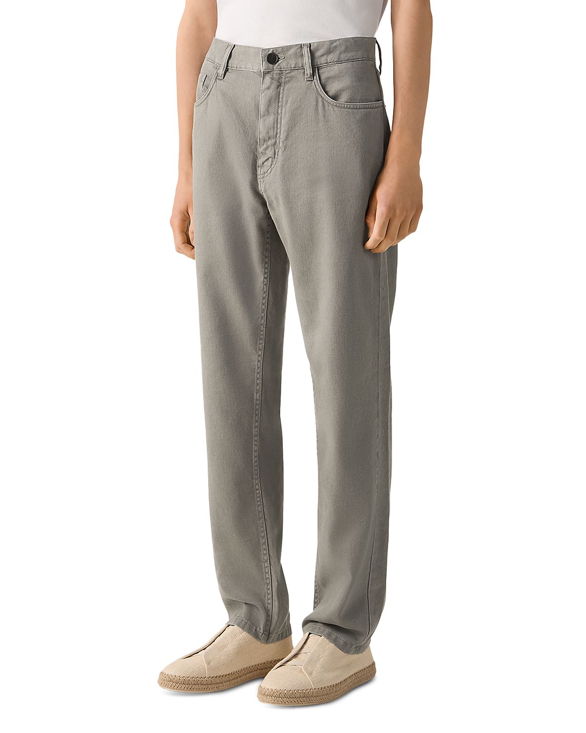 Zegna Slim Fit Stretch Cotton and Linen Roccia Jeans