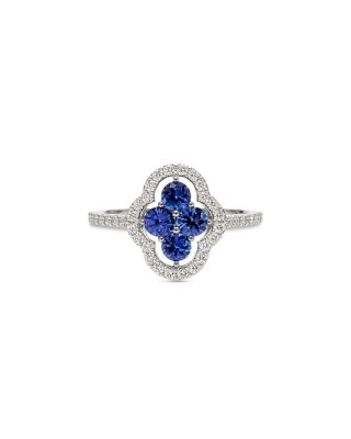 18K White Gold Maison Blue Sapphire & Diamond Halo Ring