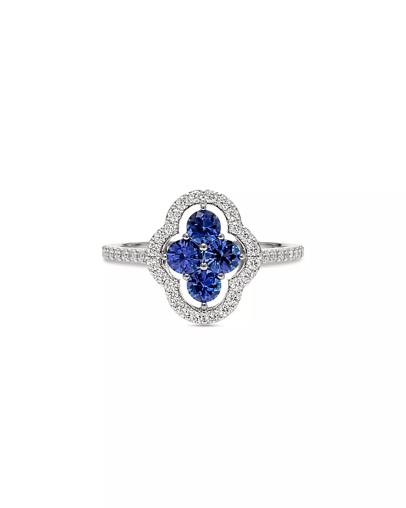 Piranesi 18K White Gold Maison Blue Sapphire & Diamond Halo Ring