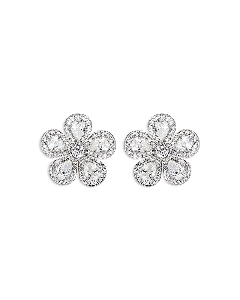 Piranesi 18K White Gold Diamond Classic Flower Mini Earrings