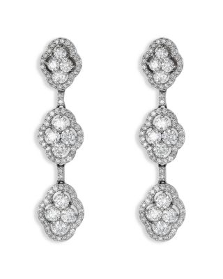 18K White Gold Diamond Maison Three Tier Earrings