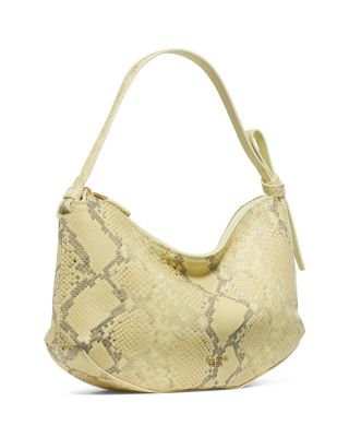 Loop Snake Embossed Leather Shoulder Bag