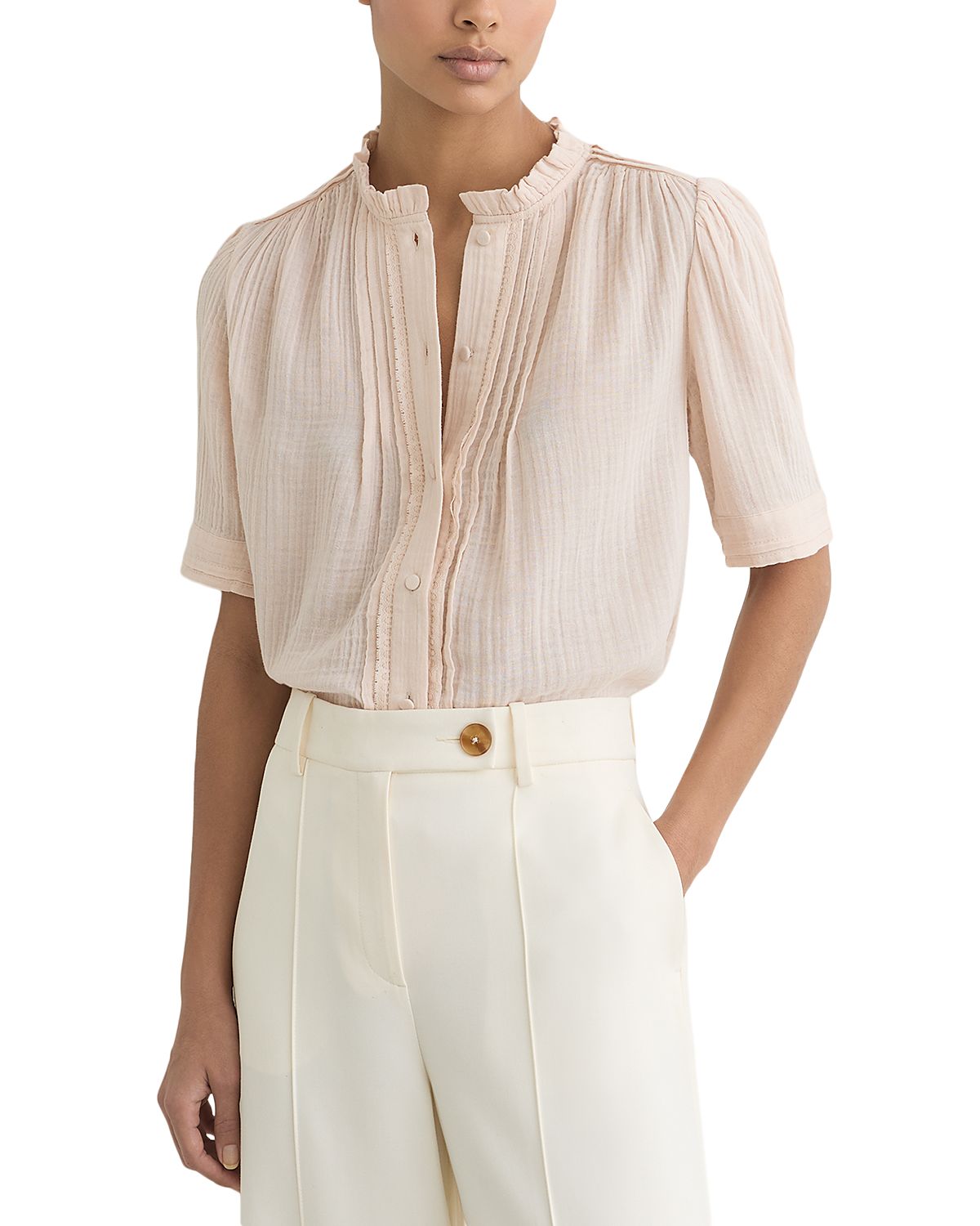 Reiss Frill Short Sleeve Top