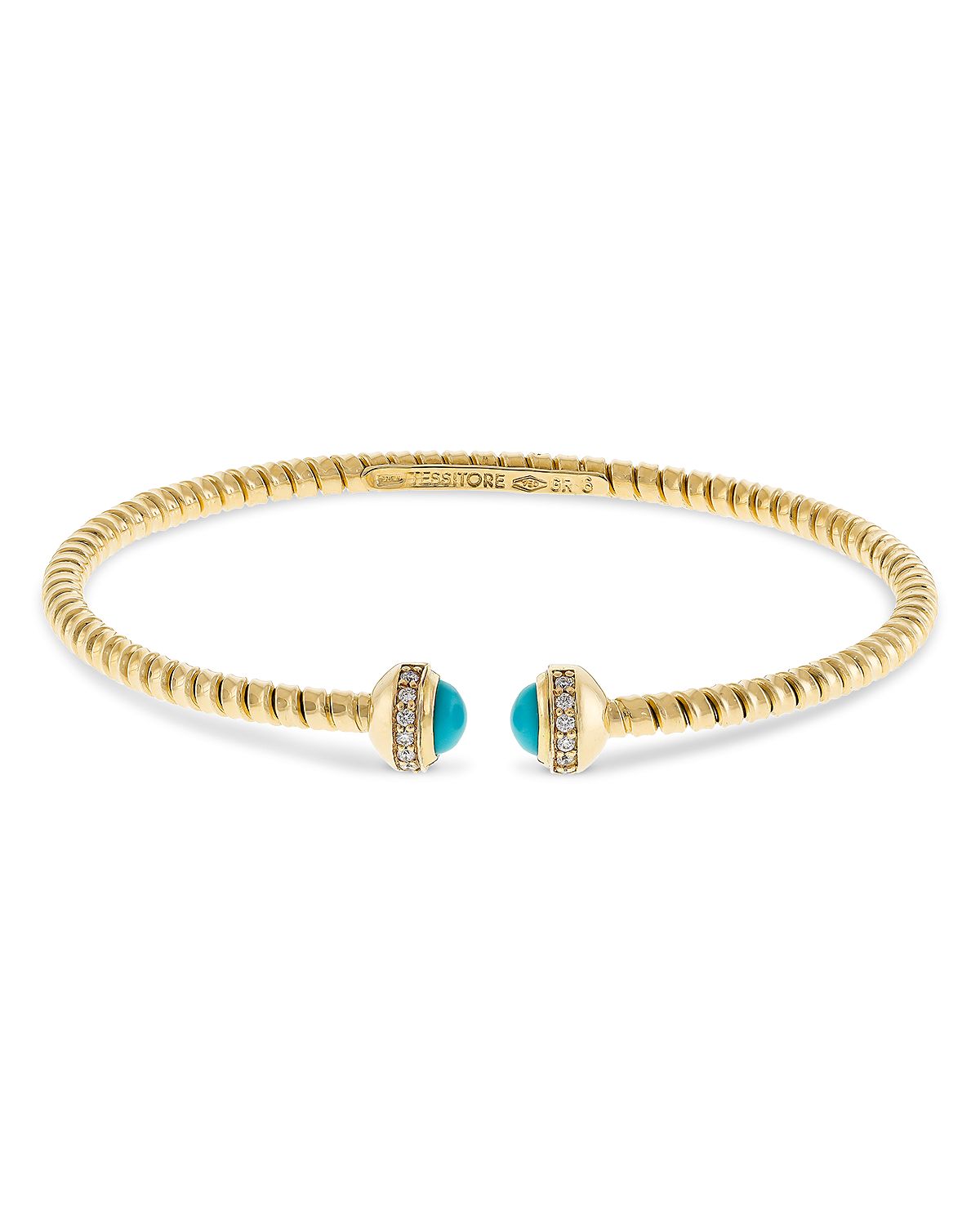 Alberto Milani 18K Yellow Gold Diamond & Turquoise Via Giardino Tubogas Small Rope Ring