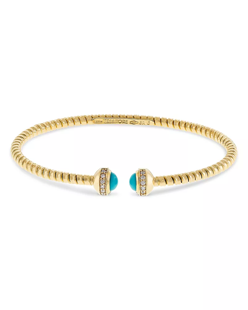 Alberto Milani 18K Yellow Gold Diamond & Turquoise Via Giardino Tubogas Small Rope Bracelet