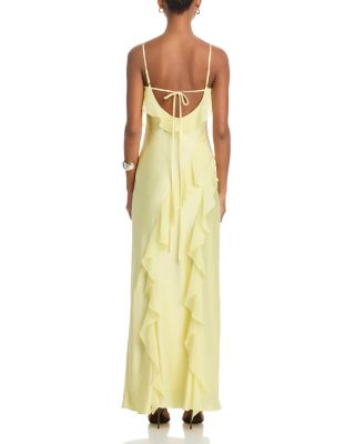 Long Satin Ruffled Gown - Exclusive