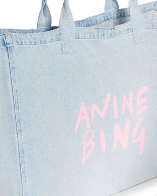 Leo Large Washed Blue Denim Canvas Tote Bag