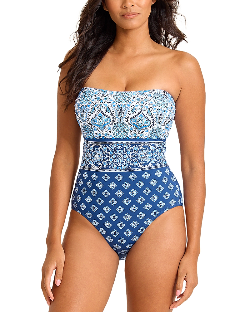Tommy Bahama Noble Pineapple Bandeau One Piece Swimsuit