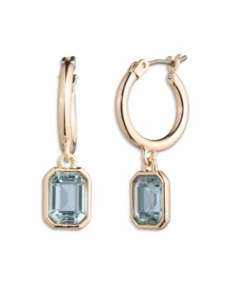 Stone Hoop Drop Earrings