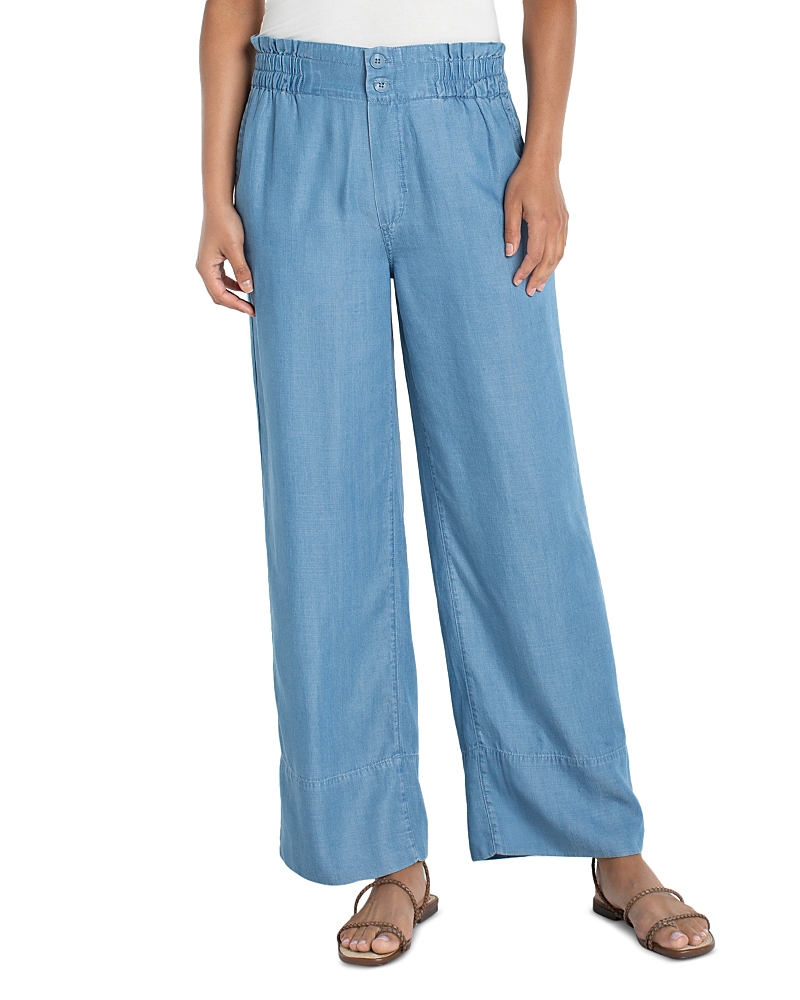 Liverpool Los Angeles Cinch Waist High Rise Pull On Jeans in Sunlit Blue