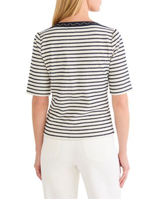 Embroidered Boat Neck Top