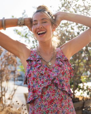 Sleeveless Ruffle Front Woven Maxi Dress