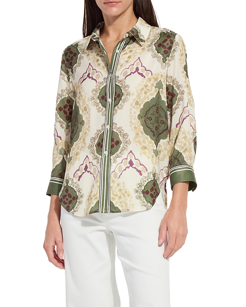 Lysse Ishani Roll Tab Printed Shirt