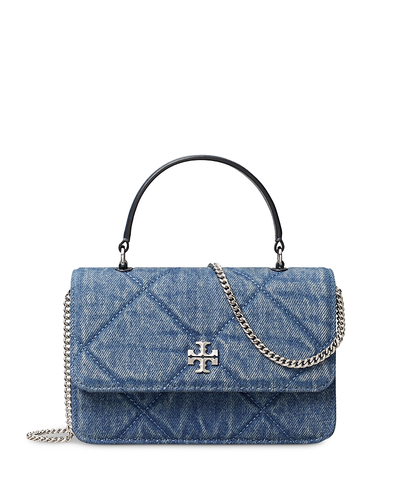 Tory Burch Kira Mini Diamond Quilt Denim Crossbody Bag