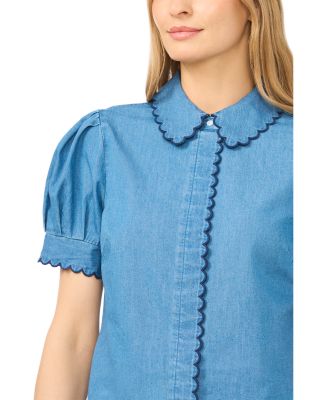 Scallop Trim Button Up Top