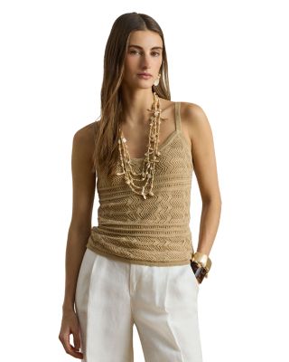 Pointelle Knit Linen-Blend Sweater Tank Top