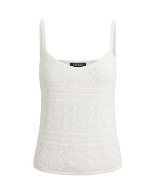 Pointelle Knit Linen-Blend Sweater Tank Top
