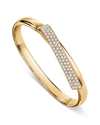18K Yellow Gold Inside Out Diamond Flip Bangle Bracelet