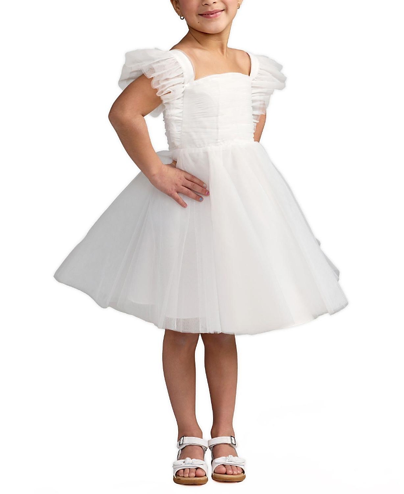 Mac Duggal Girls' Ruffle Shoulder Tulle Dress - Little Kid, Big Kid