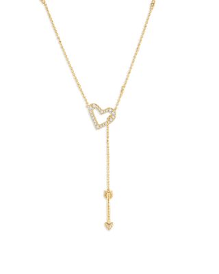 Heart Lariat Necklace, 15.75"