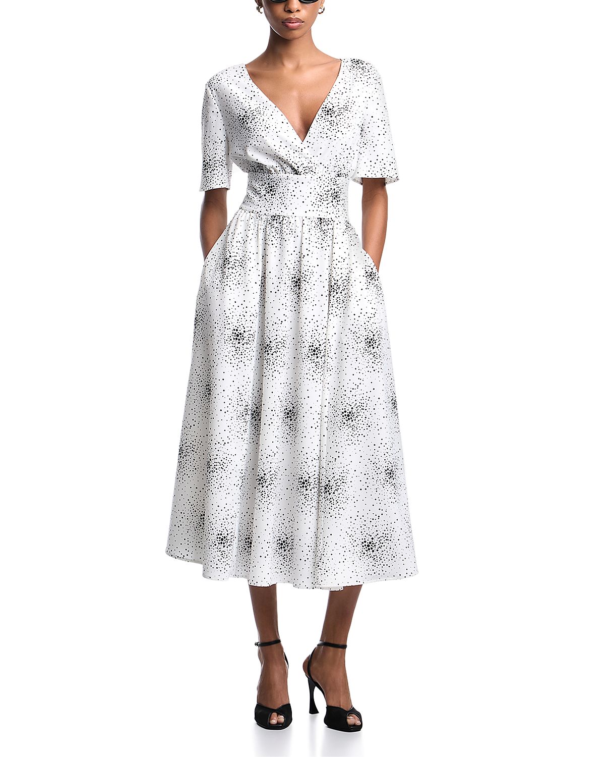Emporio Armani Dot Cluster Short Sleeve Midi Dress