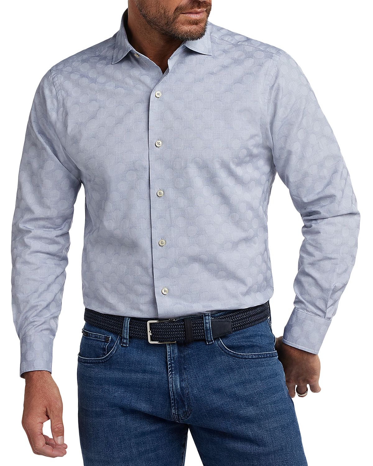 David Donahue Jacquard Dot Shirt