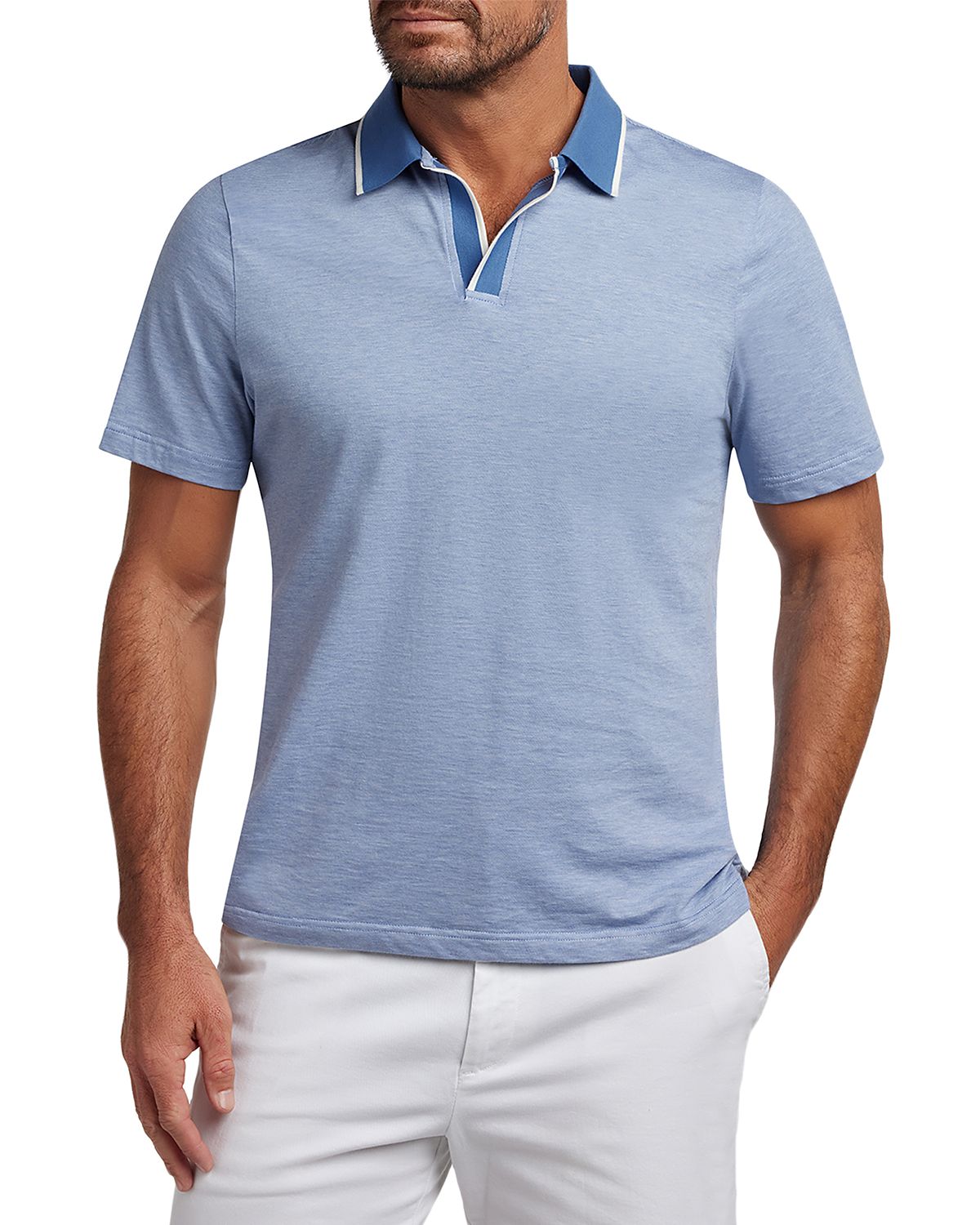 David Donahue Hemingway Cotton Silk Polo Shirt